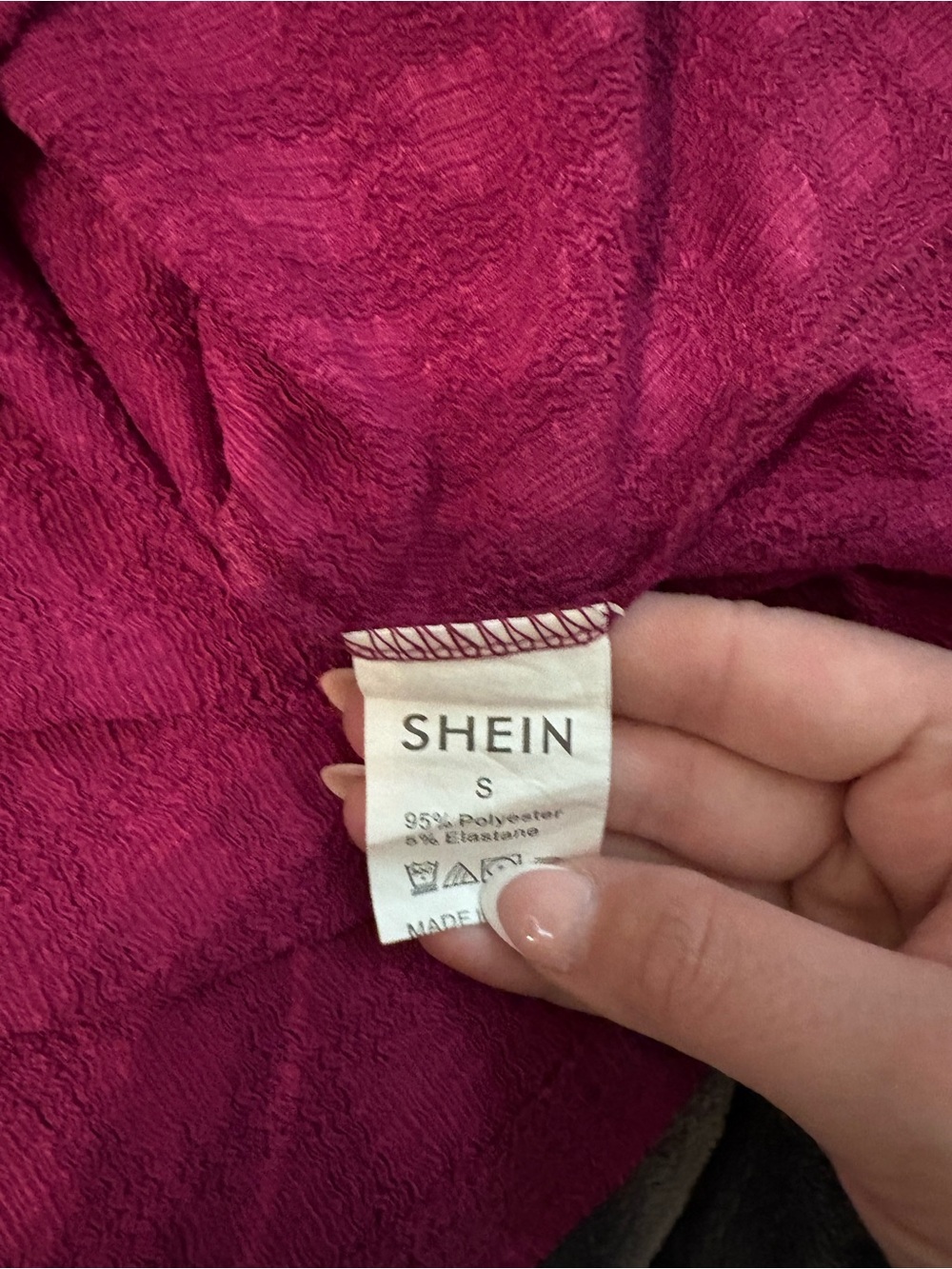 SHEIN Magenta Textured Short Sleeve Crewneck Top - Picture 4 of 4